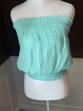 Michael Stars Simone Tube Top Double Gauze Aquamarine Small NWT MSRP $98